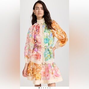 Zimmermann Raie Lantern Mini Dress in 0P